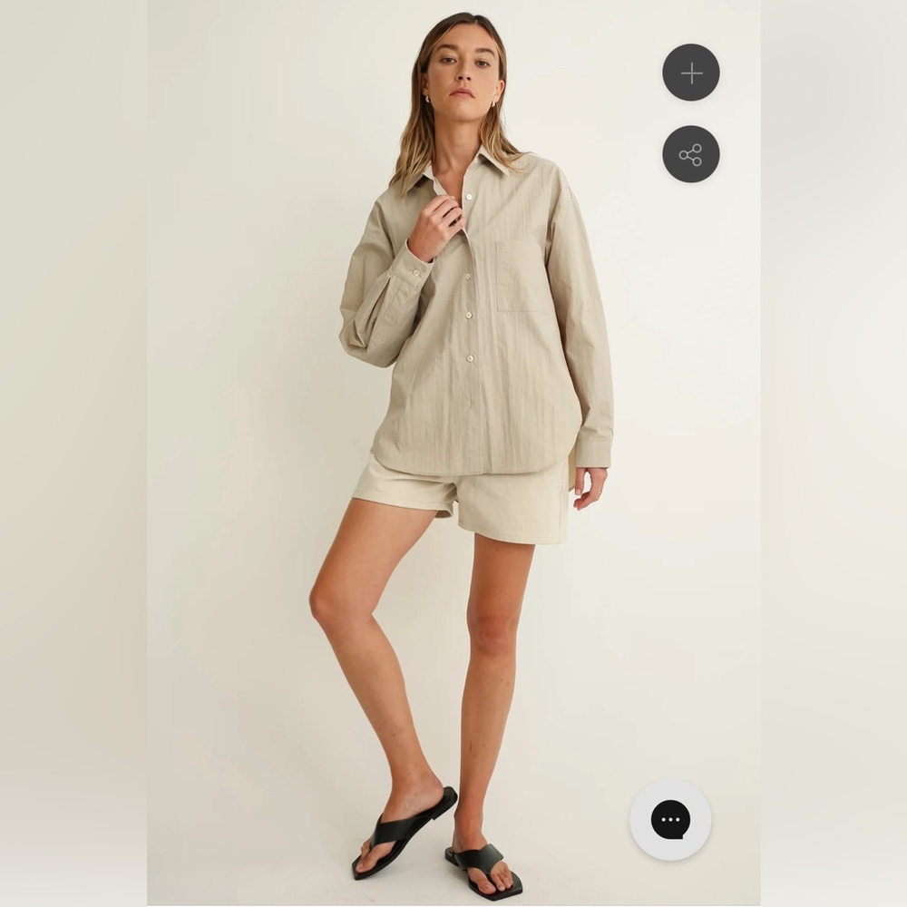 Almina Concept Oversized Button Up Shirt Sand